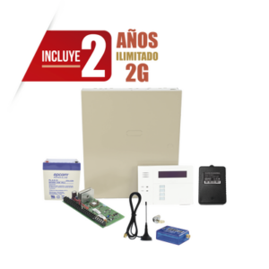 Kit de panel de alarma híbrido con comunicador celular 2G, teclado alfanumérico, batería y transformador, con 2 años de datos incluidos