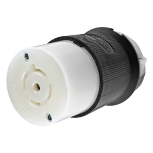 Conector Industrial con Bloqueo de Media Vuelta / 20 A 120/208 V CA / 4 Polos 5 Hilos / Color Blanco y Negro / Nema L21-20R/ Grado Industrial.