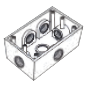 Caja Condulet FS de 1/2" (12.7 mm) con seis bocas a prueba de intemperie.