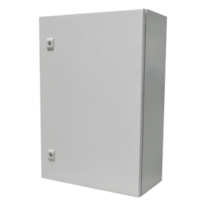 Gabinete de Acero IP66 Uso en Intemperie (500 x 700 x 250 mm) con Placa Trasera Interior Metálica y Compuerta Inferior Atornillable (Incluye Chapa y Llave T).