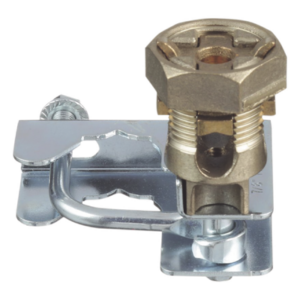 Abrazadera para Tierra Física en Base de Piso Falso, para Cables de 6 a 1/0 AWG. Para Pedestales Cuadrados de 7/8" y Circulares de 1" a 1 1/8"