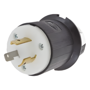 Clavija Industrial con Bloqueo de Media Vuelta / 20 A 125 V CA / 2 Polos 3 Hilos / Color Blanco y Negro / Nema L5-20P.