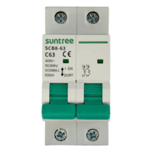 Protección Térmica/ Interruptor 2P, 63 A,  Corriente Alterna 400Vca para Aplicación Fotovoltaica Montaje Riel DIN