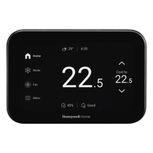 Termostato inteligente con pantalla táctil de 5 pulgadas, control de calidad de aire (IAQ), hasta 4H/2C bomba de calor, Wi-Fi, Bluetooth y Matter, color negro