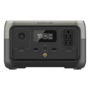 EcoFlow River 2 | Estación de Energía Portátil 256Wh Litio LFP / 2 AC 300 W (Max. 600W) / 1 USB-C 60W / 2 USB -A 12W / Cargador de Coche 8A a 12 o 24V / Conectividad WiFi y Bluetooth (App) / Carga Solar 110W Max.