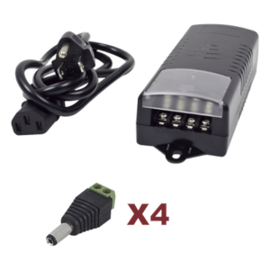 Kit con fuente EPCOM con salida de 12 Vcc a 5 Amper con 4 salidas / Incluye conectores JR52