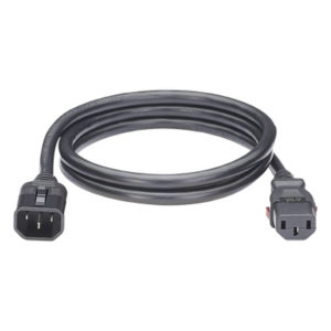 Cable de Alimentación Eléctrica Con Bloqueo de Seguridad, de IEC C14 a IEC C13, 1.2 Metros de Largo, Color Negro, Paquete de 10 Piezas