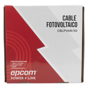 Cable Fotovoltaico Rojo  / 16 mm² ( 6 AWG) / Material COBRE / 2000V / Rollo de 50 m
