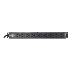 Multicontacto Horizontal (PDU) de 10 Contactos (NEMA 5-15R) Rack 19" 1UR. Voltaje Entrada/Salida: 120Vca/15A