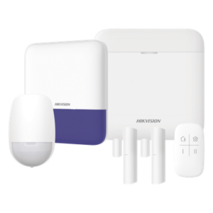 (AX PRO) KIT de Alarma AX PRO / Incluye: 1 Hub con bateria de respaldo / 1 Sensores PIR / 2 Contactos Magnéticos / 1 Control Remoto / 1 Sirena Inalambrica Exterior / WiFi / Compatible con Hik-Connect P2P