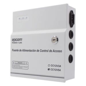 Fuente de Poder / 1 Salida 11-15 Vcc / 5 A / Temporizador Integrado / Con Capacidad de Batería de Respaldo / Requiere Batería / Aplicaciones en sistemas de control de Acceso