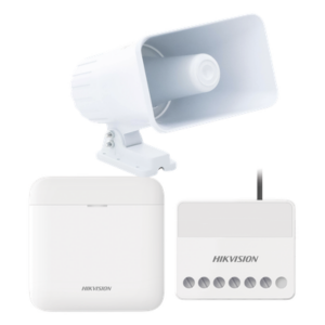 (AXPRO) KIT de alarma AX PRO con sirena cableada 30W / Incluye: 1 Hub con Batería de respaldo / 1 Sirena Cableada de 30 Watts IP65 / 1 Relevador Inalámbrico 0 a 36 VCC / Compatible con Hik-Connect P2P