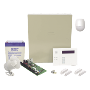 Kit de panel de alarma con detector de movimiento, dos contactos magnéticos y sirena cableados