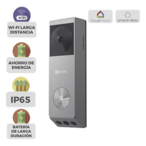 Doorbell de Batería Recargable con Transformador de 5Vcc o Panel Solar (Incluye Panel) / 3 megapíxel / Doble Lente / Protección IP65 / Audio de Dos Vías