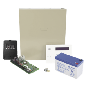 Kit de panel de alarma con teclado alfanumérico, batería de respaldo, transformador y gabinete