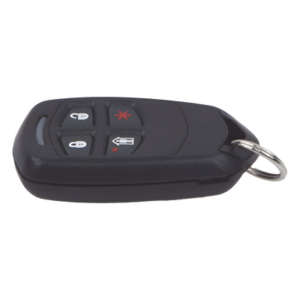 Control remoto inalámbrico tipo llavero de 4 botones con funciones programables para sistemas de alarma
