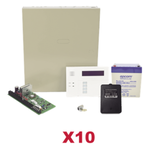 Kit de 10 paneles de alarma híbridos con teclado 6160RF, transformador y batería, ampliables a 48 zonas