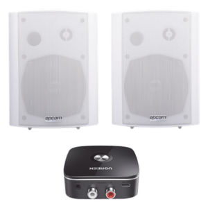 Kit Altavoces + Modulo Receptor BT | Montaje en Pared | 2x20W RMS | Material ABS y Reja Metálica | Bracket de Metal | Color Blanco