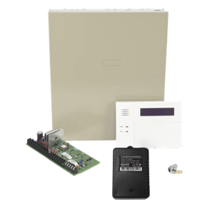 Panel de alarma de 48 zonas con gabinete y teclado alfanumérico con receptor inalámbrico integrado, 3 particiones, compatible con serie 5800