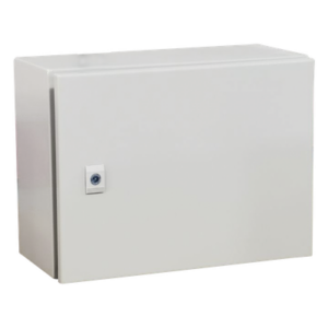 Gabinete de Acero IP66 Uso en Intemperie (400 x 300 x 300 mm) con Placa Trasera Interior Metálica y Compuerta Inferior Atornillable (Incluye Chapa y Llave T). Ideal para Centros de Carga y Tableros de Control.