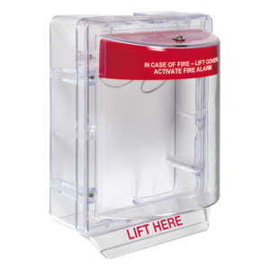 Cubierta Protectora Serie Stopper II® De Policarbonato, Con Bocina, Espaciador Transparente, Montaje en Superficie, Etiqueta en Inglés