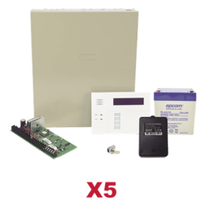 Kit de 5 paneles de alarma híbridos con teclado 6160RF, transformador y batería, ampliables a 48 zonas