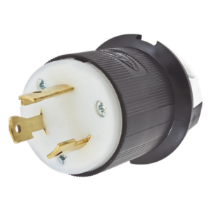 Clavija Industrial con Bloqueo de Media Vuelta / 30 A 125 V CA / 2 Polos 3 Hilos / Color Blanco y Negro / Nema L5-30P.