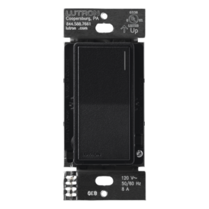 Apagador electrónico Sunnata de encendido y apagado, 8 A en iluminación y motores de 1/4 HP a 120 V, requiere neutro, color negro Midnight satinado, para sistema RadioRA 3