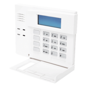 Teclado de alarma con pantalla LCD de palabras fijas en inglés, teclas retroiluminadas y 4 botones de función, para paneles serie VISTA