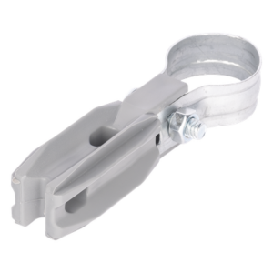 Aislador de Paso o Esquina con Abrazadera / 1 Pulgada (25 mm) / Resina Virgen 100% / Anti-Arqueo / Acero Galvanizado / Poste Cerco Eléctrico