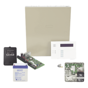 Kit de panel de alarma con 8 zonas cableadas, 40 zonas inalámbricas, comunicador celular dual y teclado con receptor RF incluido