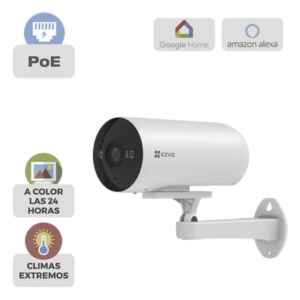 Cámara IP Exterior PoE / Color Night Vision / 3 Megapixel (2K) / AI Detección Humana y Vehiculos / H.265 / Vision Nocturna a Color / IP67 / Audio Bidireccional / Luz y Sirena / Micro SD