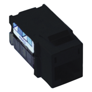 Jack RJ45 categoría 6 de 8 conductores tipo snap-in color negro para el marco de 6 puertos de la línea Claro