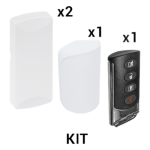 KIT Básico Sensores Inalámbricos - Incluye 2 Contactos Magnéticos, 1 PIR y 1 Llavero - Compatibles con Paneles DSC 433 MHz