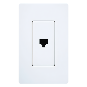Jack telefónico de pared RJ11 de 6 conductores, diseño a ras de pared, color blanco, para placas Lutron Claro y Satin Colors (placa se vende por separado)