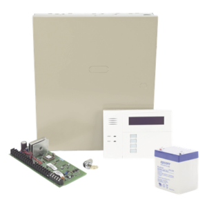 Kit de panel de alarma híbrido de hasta 48 zonas con gabinete, batería y teclado con receptor inalámbrico