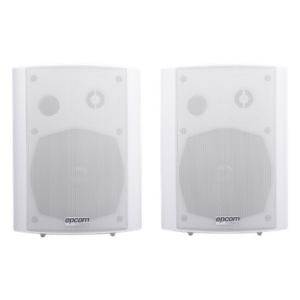 Altavoces Amplificada de Montaje en Pared 5"+1.5" | RMS 20W@8ohms y Pasivo 20W | Material ABS | Reja Metálica | Bracket de Metal | Color Blanco