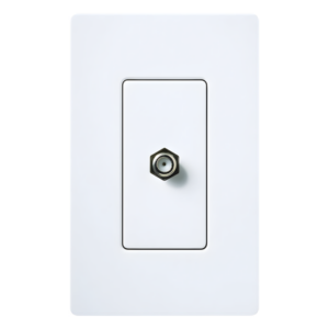 Toma de pared para cable coaxial con conector tipo F de 75 ohms, estilo Designer de la línea Claro, para señal de TV, color blanco brillante