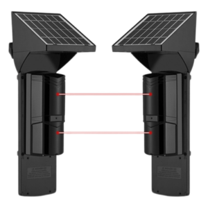 Detector Fotoelectrico Solar SFIRE SFA60 / 2 Rayos Infrarrojos / 60 m Exterior / 120 m Interior / Panel Solar Integrado / Bateria 4,000 mAh / 4 Frecuencias / IP65