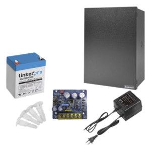 Kit con fuente PLB3 con salida de 12 Vcc a 4 Amper, incluye transformador y batería de 12 V a 5.5 Amper