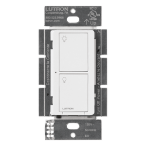 Interruptor de pared inteligente on/off Caseta Wireless, voltaje dual 120/277 V, 5 A en LED, sin cable neutro, compatible con controles Pico y Smart Bridge