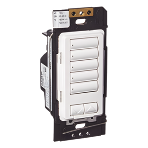 Botonera híbrida de 5 botones con atenuador de 450 W integrado, inalámbrica RF, sistema RadioRA 2