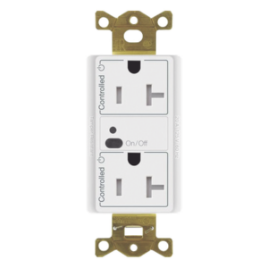 Receptáculo inalámbrico de 20 A tipo dúplex con ambos contactos controlados, tecnología Clear Connect, para sistema Vive de Lutron, color blanco