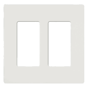 Placa de pared Claro de 2 espacios sin tornillos visibles, color blanco brillante, para atenuadores, apagadores y controles Pico Lutron