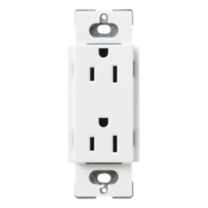 Tomacorriente dúplex 15 A 125 V de la línea Claro y Satin Colors en color Snow, para caja de pared estándar, placa se vende por separado
