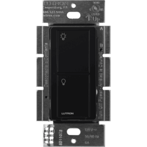 Interruptor de pared inteligente on/off Caseta Wireless de 5 A y 120/277 V, sin cable neutro, compatible con controles Pico y Smart Bridge, color negro