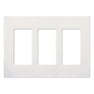 Placa de pared Claro de 3 espacios sin tornillos visibles, color blanco brillante, para atenuadores, apagadores y controles Pico Lutron