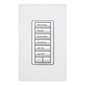 Botonera de pared inalámbrica de 6 botones con subir/bajar, retroiluminada, 120 V, color blanco, para el sistema de control de iluminación RadioRA 2