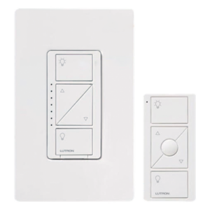 Kit de atenuador de pared inteligente sin cable neutro con control remoto Pico y placa Claro, 600 W incandescente/halógeno o 150 W LED atenuable, Caseta Wireless