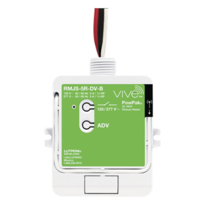 Módulo de relevador inalámbrico PowPak de 5 A con Softswitch, 120/277 V, para cargas generales de iluminación, con controles Pico y sensores Radio Powr Savr del sistema Vive